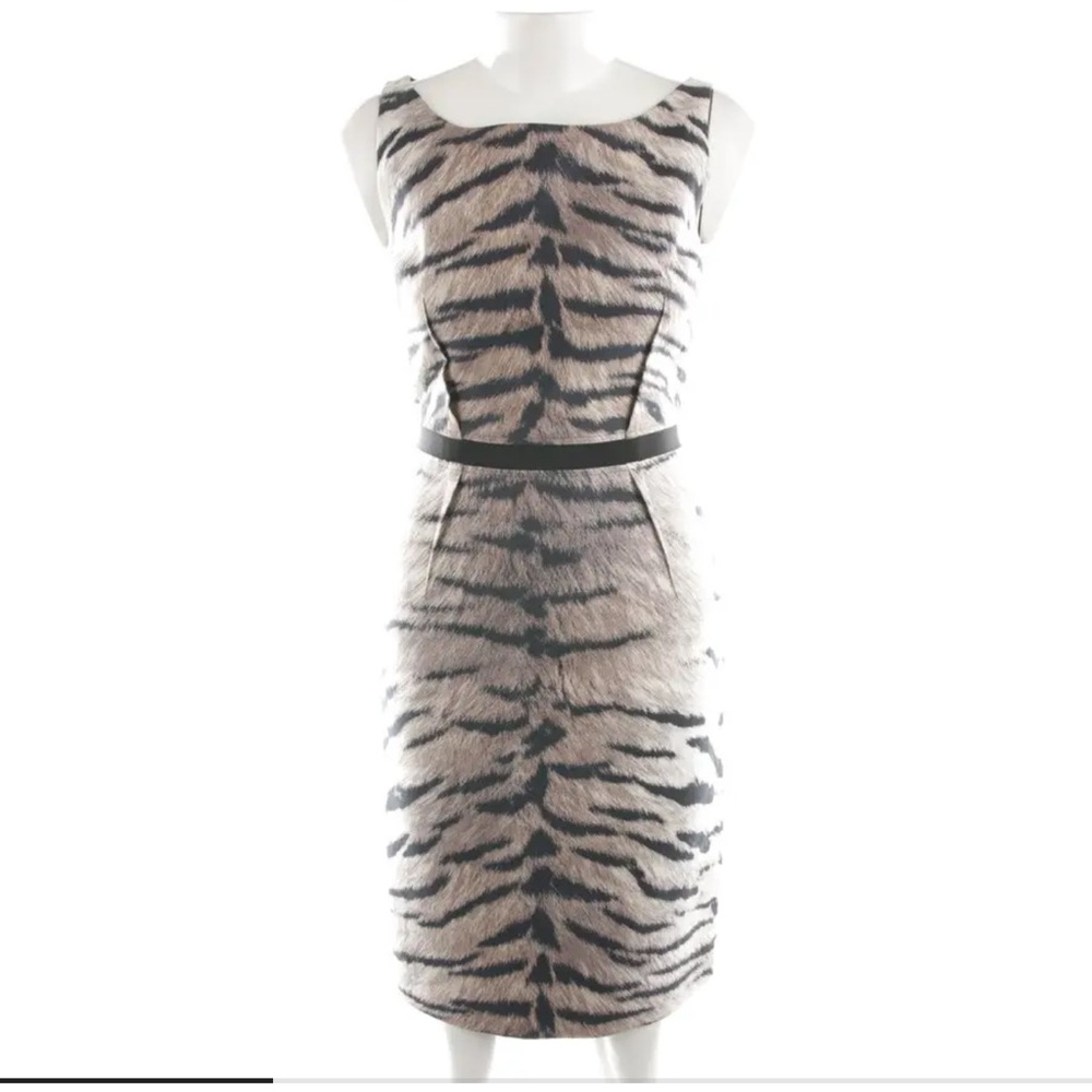 🔥Giambattista Valli Elegant Black and Gray Animal Print Dress S 42